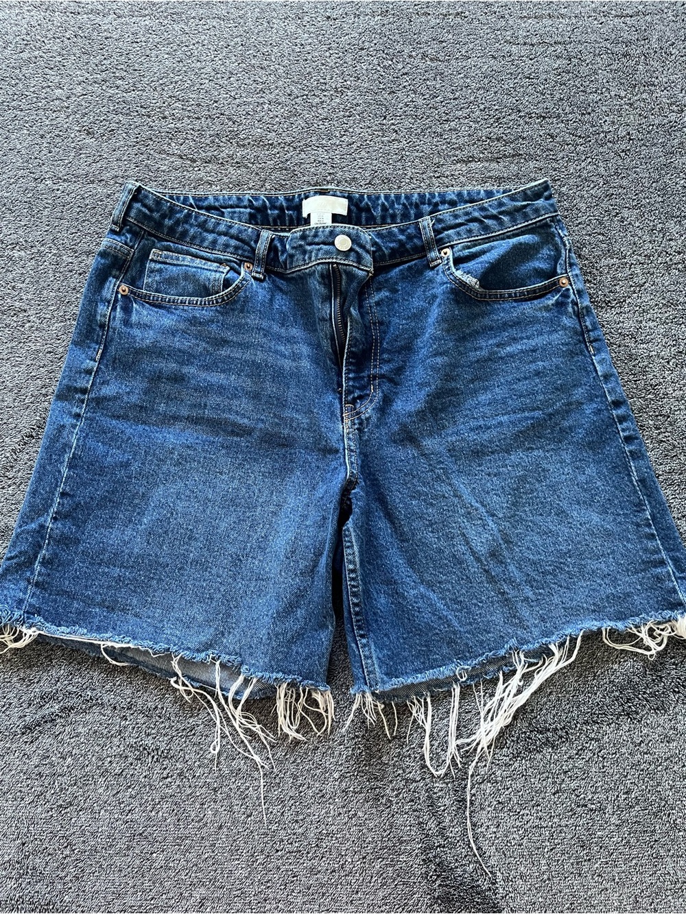 H&M Dark Blue Frayed Hem Denim Shorts